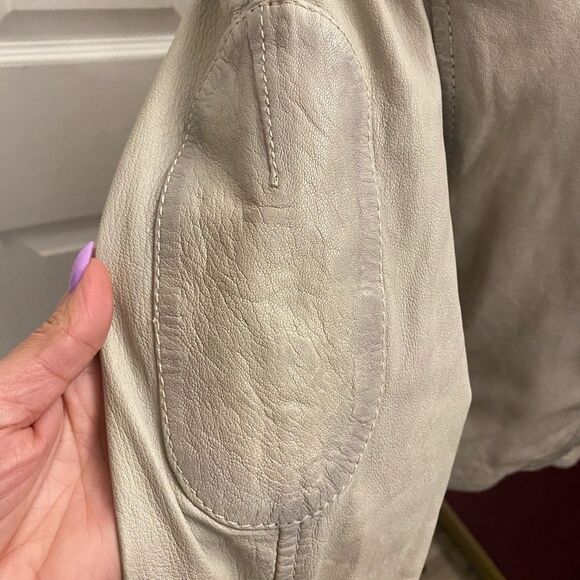 Mauritius 100% lamb leather off white/gray jacket, S - Picture 10 of 16